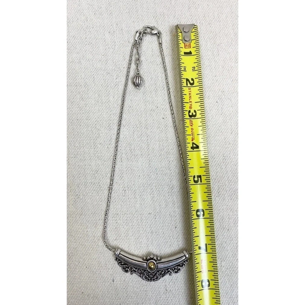Brighton Reversible Silver gold bar pendant necklace w tin